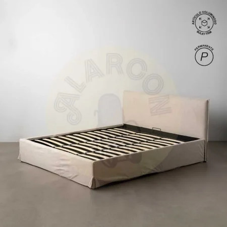 Cama canapé desenfundable beige con tejido 100% poliéster y relleno de espuma para colchón 196x215x97cm - Ixia - 613735IX - foto-secundaria-9