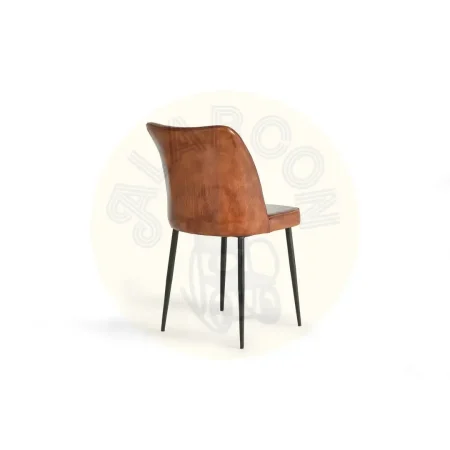 Silla Delya tapizada en cuero marrón con patas metálicas y respaldo ergonómico 46x54x86cm - Giner y Colomer - 6137GYC - foto-secundaria-2