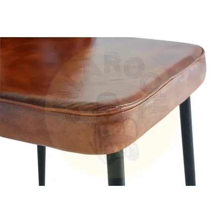 Silla Delya tapizada en cuero marrón con patas metálicas y respaldo ergonómico 46x54x86cm - Giner y Colomer - 6137GYC - foto-secundaria-3