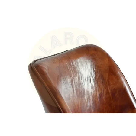 Silla Delya tapizada en cuero marrón con patas metálicas y respaldo ergonómico 46x54x86cm - Giner y Colomer - 6137GYC - foto-secundaria-4