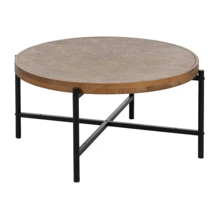 Mesa de centro de pino y hierro acabado natural y negro 89x89x42.50cm - Ixia - 613900IX - foto-blanco