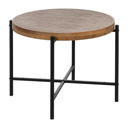 Mesita auxiliar en madera de pino y hierro color natural y negro 69x69x52.50cm - Ixia - 613901IX - foto-blanco