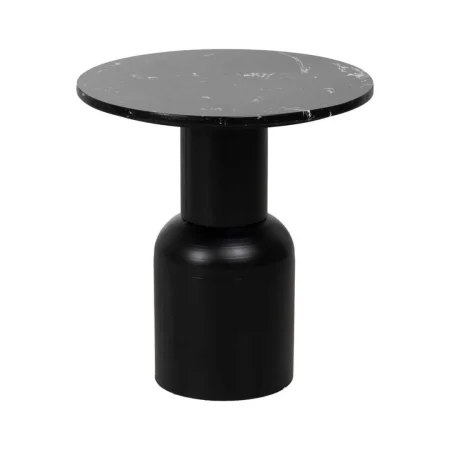 Mesita auxiliar negra en metal y mármol 45x45x46cm - Ixia - 613980IX - foto-blanco