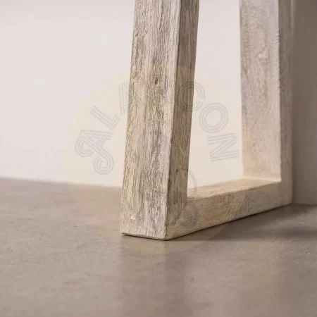Consola en madera de suar blanco rozado con tablero de 6cm 210x40x80cm - Ixia - 614099IX - foto-secundaria-1