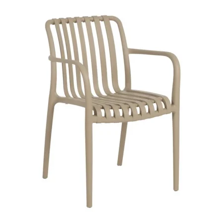 Silla apilable de polipropileno beige para exterior 56x57x81cm - Ixia - 614308IX - foto-blanco