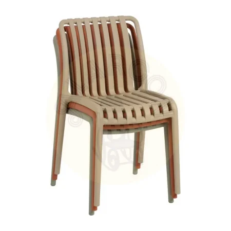 Silla apilable beige en polipropileno 50x58x80cm - Ixia - 614311IX - foto-secundaria-1