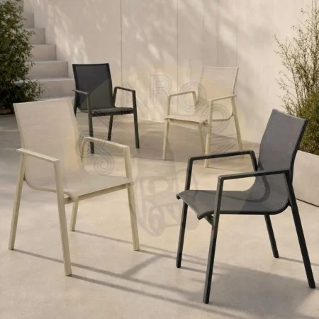 Silla apilable de aluminio y textileno apta para exterior 57x62.50x88cm - Ixia - 614438IX - foto-secundaria-11