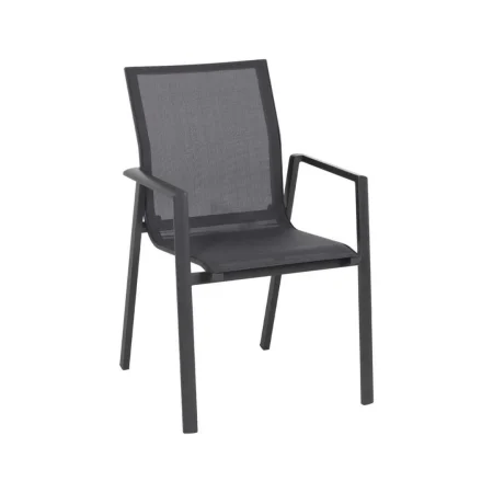 Silla apilable de aluminio y textileno para exterior altura asiento 44.5cm altura respaldo 45cm 56.50x61.50x88.50cm - Ixia - 614439IX - foto-blanco