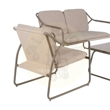 Conjunto jardín exterior en acero 1 sofá 2 sillones y mesa de centro con tablero de cristal templado 1x0x0cm - Ixia - 614443IX - foto-secundaria-1
