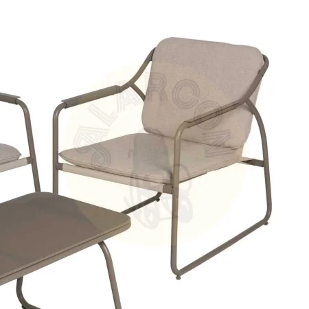 Conjunto jardín exterior en acero 1 sofá 2 sillones y mesa de centro con tablero de cristal templado 1x0x0cm - Ixia - 614443IX - foto-secundaria-4