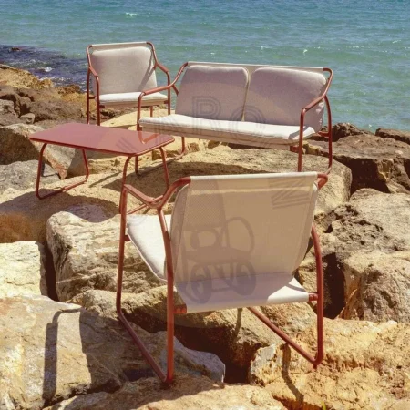 Conjunto de jardín en acero 1 sofá 2 sillones y mesa de centro con tablero de cristal templado 1x0x0cm - Ixia - 614444IX - foto-secundaria-15