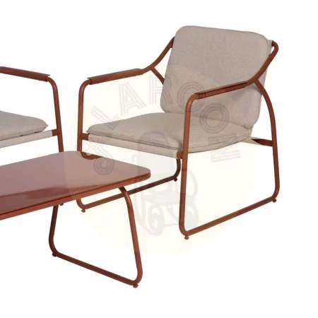 Conjunto de jardín en acero 1 sofá 2 sillones y mesa de centro con tablero de cristal templado 1x0x0cm - Ixia - 614444IX - foto-secundaria-2