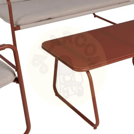 Conjunto de jardín en acero 1 sofá 2 sillones y mesa de centro con tablero de cristal templado 1x0x0cm - Ixia - 614444IX - foto-secundaria-3
