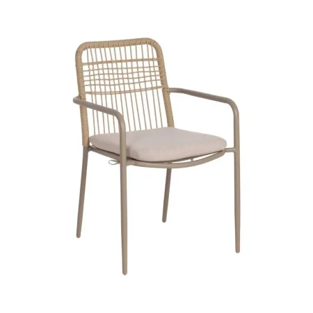 Silla de aluminio para exterior con cojín desenfundable tapizado en olefina relleno 4cm foam y algodón 58x62x85cm - Ixia - 614446IX - foto-blanco