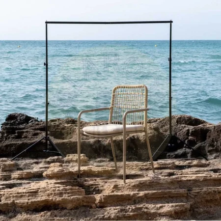Silla de aluminio para exterior con cojín desenfundable tapizado en olefina relleno 4cm foam y algodón 58x62x85cm - Ixia - 614446IX - foto-secundaria-15