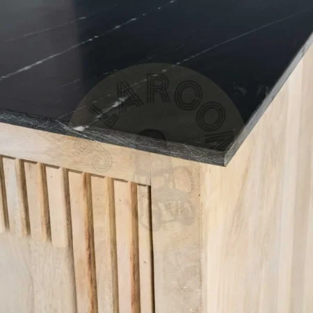 Aparador de madera de mango y mármol para salón con puertas 179x57x90cm - Ixia - 614463IX - foto-secundaria-10