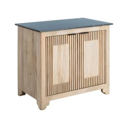 Aparador de madera de mango y mármol para salón con puertas y patas 7,5cm 95x57x90cm - Ixia - 614464IX - foto-blanco