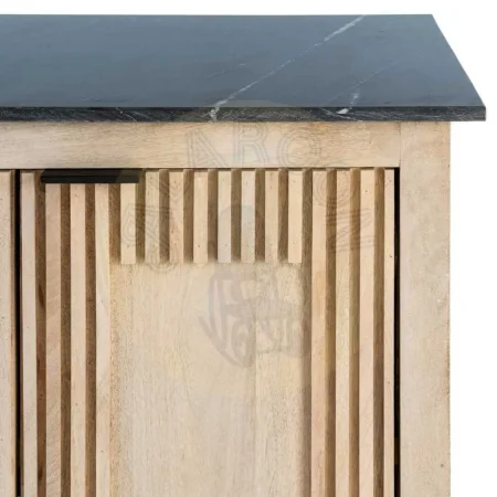 Aparador de madera de mango y mármol para salón con puertas y patas 7,5cm 95x57x90cm - Ixia - 614464IX - foto-secundaria-2