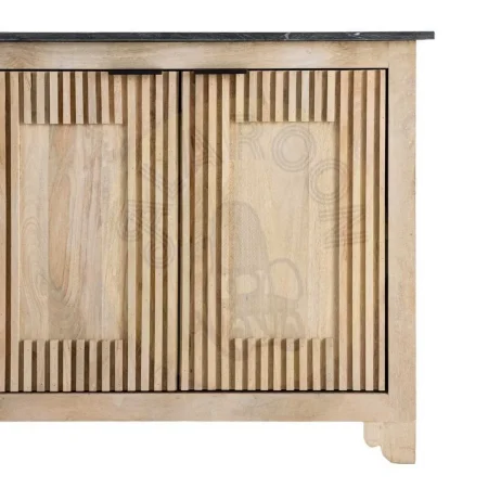 Aparador de madera de mango y mármol para salón con puertas y patas 7,5cm 95x57x90cm - Ixia - 614464IX - foto-secundaria-7