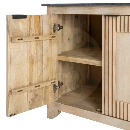 Aparador de madera de mango y mármol para salón con puertas y patas 7,5cm 95x57x90cm - Ixia - 614464IX - foto-secundaria-9
