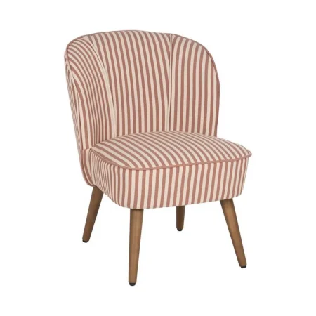 Sillón de rayas terracota en madera de caucho 54x64x73cm - Ixia - 614509IX - foto-blanco
