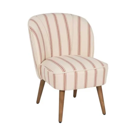 Sillón con rayas terracota en madera de caucho 54x64x73cm - Ixia - 614511IX - foto-blanco