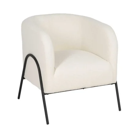 Sillón blanco en tejido y metal para salón con relleno de foam y algodón elástico 68x66x74cm - Ixia - 614513IX - foto-blanco