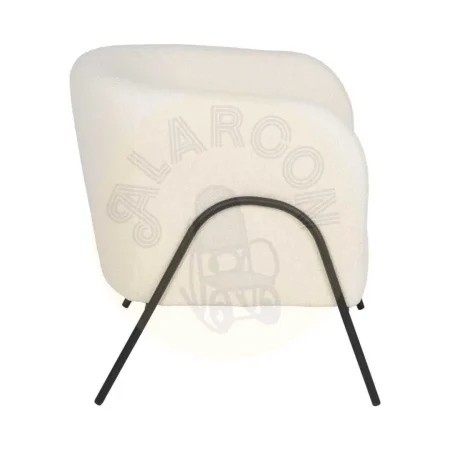 Sillón blanco en tejido y metal para salón con relleno de foam y algodón elástico 68x66x74cm - Ixia - 614513IX - foto-secundaria-1