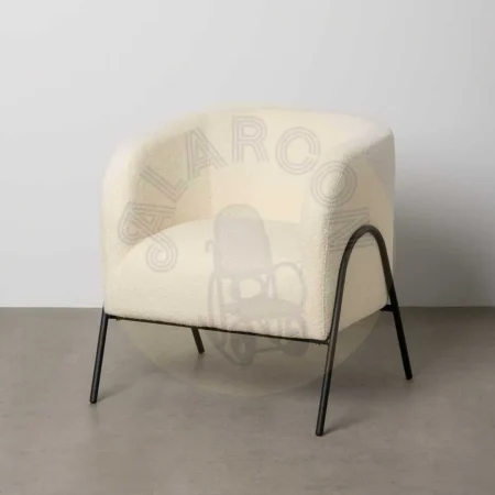 Sillón blanco en tejido y metal para salón con relleno de foam y algodón elástico 68x66x74cm - Ixia - 614513IX - foto-secundaria-11