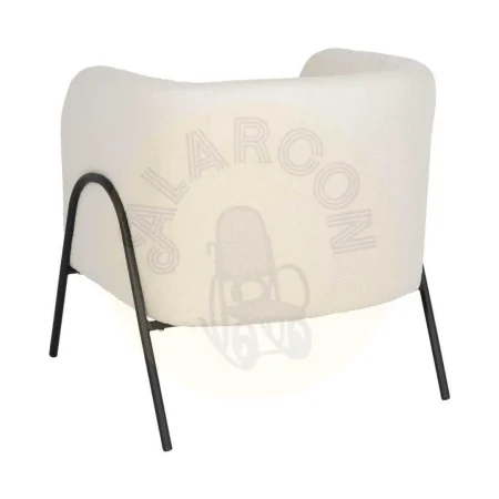 Sillón blanco en tejido y metal para salón con relleno de foam y algodón elástico 68x66x74cm - Ixia - 614513IX - foto-secundaria-2