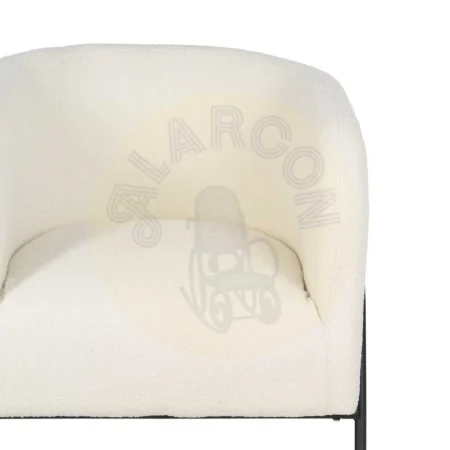 Sillón blanco en tejido y metal para salón con relleno de foam y algodón elástico 68x66x74cm - Ixia - 614513IX - foto-secundaria-3