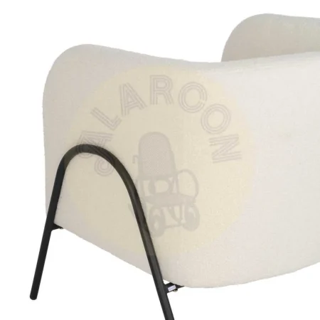 Sillón blanco en tejido y metal para salón con relleno de foam y algodón elástico 68x66x74cm - Ixia - 614513IX - foto-secundaria-8