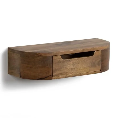 Mesita flotante en madera de mango color miel con cajón 50x20x13cm - Ixia - 614590IX - foto-blanco