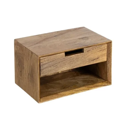 Mesita flotante de madera de mango color miel con cajón 40x25x23cm - Ixia - 614593IX - foto-blanco