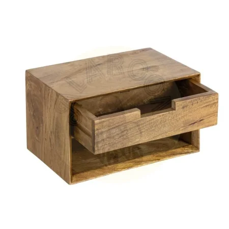 Mesita flotante de madera de mango color miel con cajón 40x25x23cm - Ixia - 614593IX - foto-secundaria-1