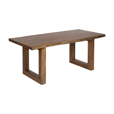 Mesa de comedor marrón de madera de acacia con patas regulables en 3 posiciones 180x90x77cm - Ixia - 614595IX - foto-blanco