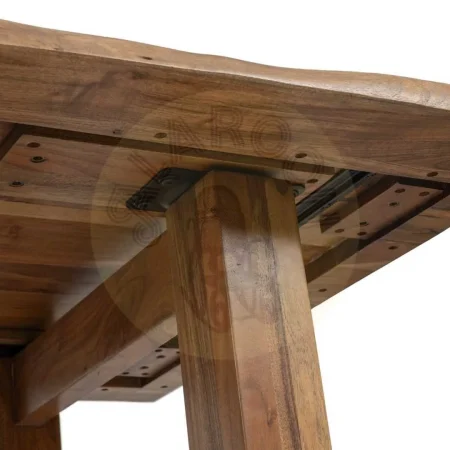 Mesa de comedor marrón de madera de acacia con patas regulables en 3 posiciones 180x90x77cm - Ixia - 614595IX - foto-secundaria-4