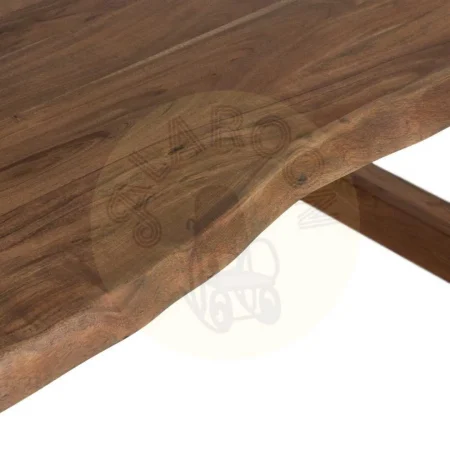 Mesa de comedor madera de acacia marrón tablero 5cm patas regulables 3 posiciones 240x100x76cm - Ixia - 614596IX - foto-secundaria-2