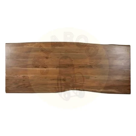 Mesa de comedor madera de acacia marrón tablero 5cm patas regulables 3 posiciones 240x100x76cm - Ixia - 614596IX - foto-secundaria-7