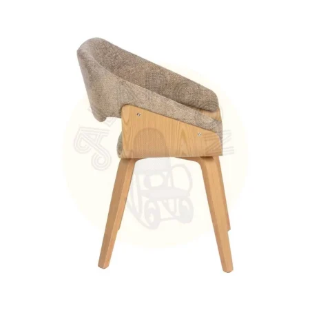 Silla tapizada en tejido beige y marrón con estructura en madera de haya 51x55x75cm - Ixia - 614598IX - foto-secundaria-1