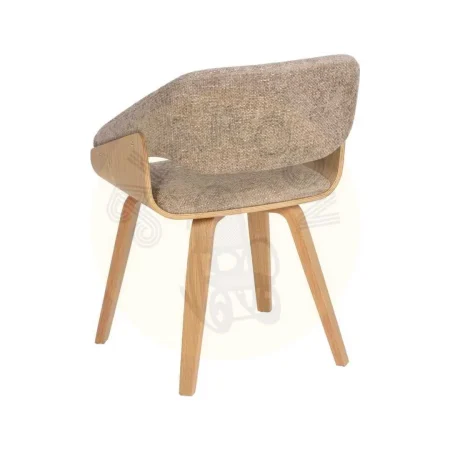 Silla tapizada en tejido beige y marrón con estructura en madera de haya 51x55x75cm - Ixia - 614598IX - foto-secundaria-2