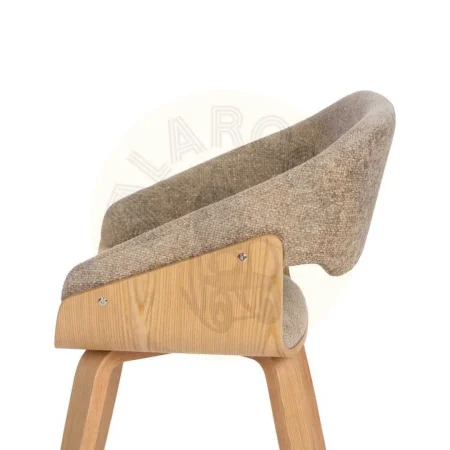 Silla tapizada en tejido beige y marrón con estructura en madera de haya 51x55x75cm - Ixia - 614598IX - foto-secundaria-5