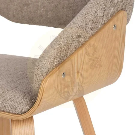 Silla tapizada en tejido beige y marrón con estructura en madera de haya 51x55x75cm - Ixia - 614598IX - foto-secundaria-7