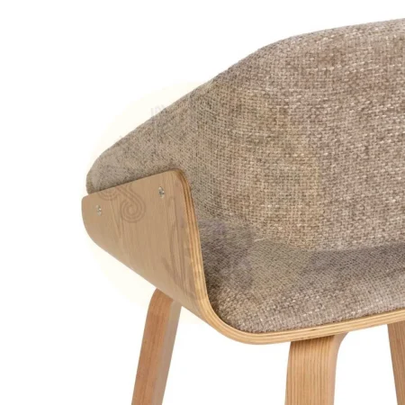 Silla tapizada en tejido beige y marrón con estructura en madera de haya 51x55x75cm - Ixia - 614598IX - foto-secundaria-9