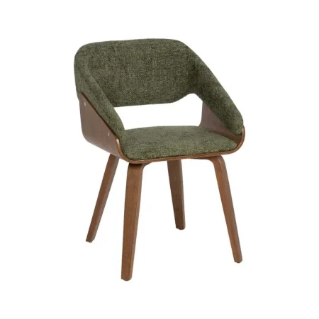 Silla tapizada en tejido verde y marrón con estructura de madera de haya 51x55x75cm - Ixia - 614599IX - foto-blanco