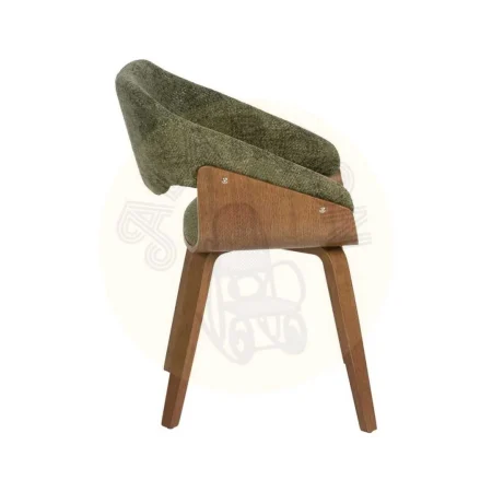 Silla tapizada en tejido verde y marrón con estructura de madera de haya 51x55x75cm - Ixia - 614599IX - foto-secundaria-1