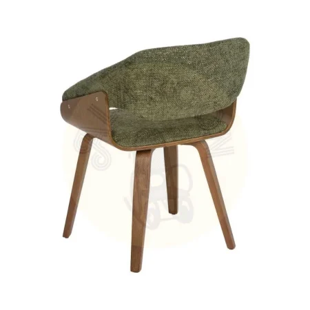 Silla tapizada en tejido verde y marrón con estructura de madera de haya 51x55x75cm - Ixia - 614599IX - foto-secundaria-2
