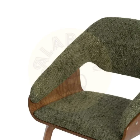 Silla tapizada en tejido verde y marrón con estructura de madera de haya 51x55x75cm - Ixia - 614599IX - foto-secundaria-4