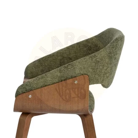 Silla tapizada en tejido verde y marrón con estructura de madera de haya 51x55x75cm - Ixia - 614599IX - foto-secundaria-5