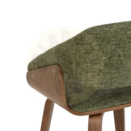 Silla tapizada en tejido verde y marrón con estructura de madera de haya 51x55x75cm - Ixia - 614599IX - foto-secundaria-9